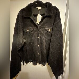eesome NWT Women’s Black Wide Wale Corduroy Button-Up Shacket, Sz XXL
